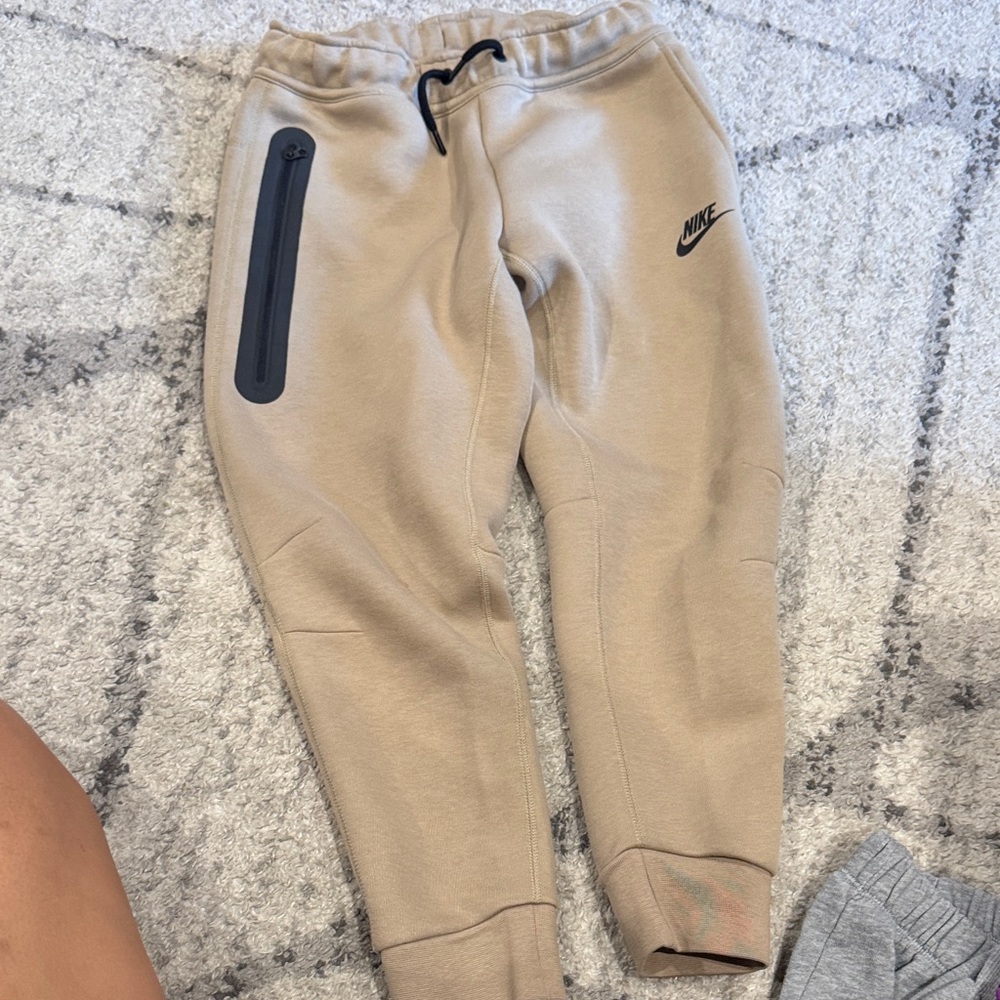 Nike Kids Tan Fleece Joggers with Black Accents - Size S +